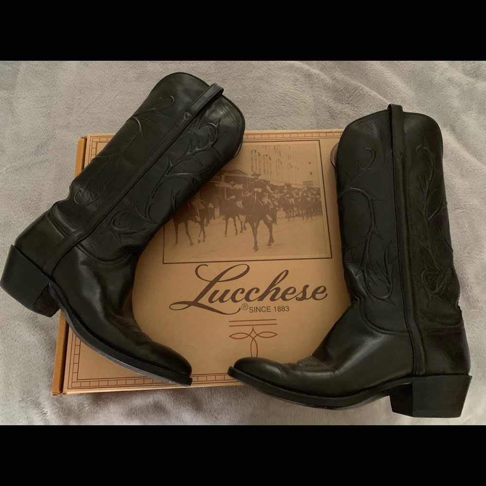 Handmade Lucchese western boots.